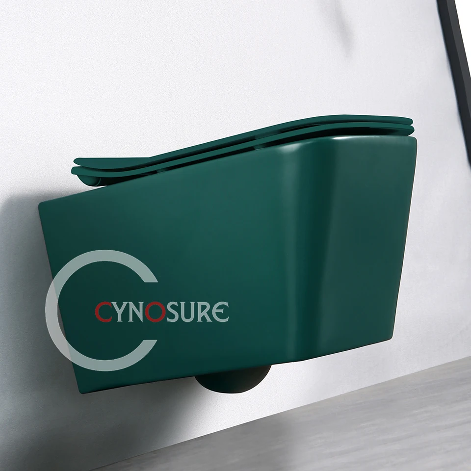 Wall Hang Toilet Installation Matte Dark Green Rimless Back To Wall Toilets Bathroom Ceramic Toilet Bowl