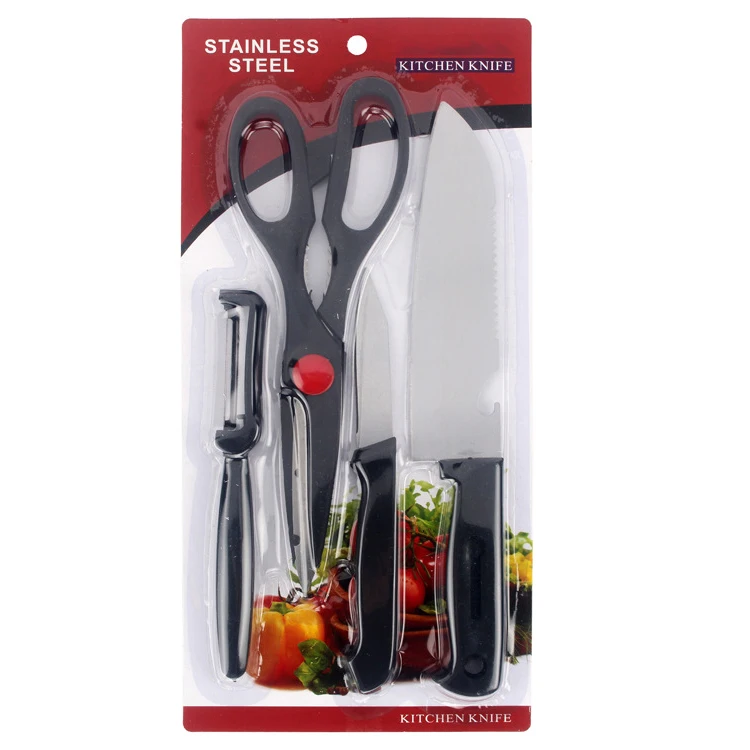 High Quality Knives Kitchen, Knives 3 4 5 6 Inch Chef Knife Cook Set Peeler White Blade Black Color Handle/