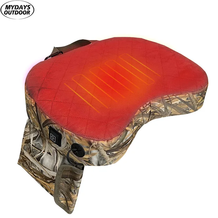 Mydays Outdoor Camouflage Zipper Multi Functional USB Powered Hunting Concave Design Seat Cushion With Handle