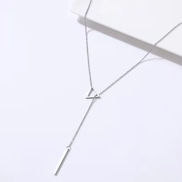 New Trend Gold Plated Triangle Geometric Pendant Necklace,No Faded Simple Open Triangle Necklace