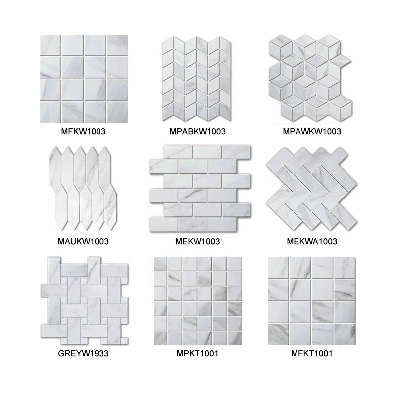 Modern Irregular Shape Glass Porcelain Ceramic Mosaic Floor Wall Decoration Tiles for Hotel White Rectangular Mosaic