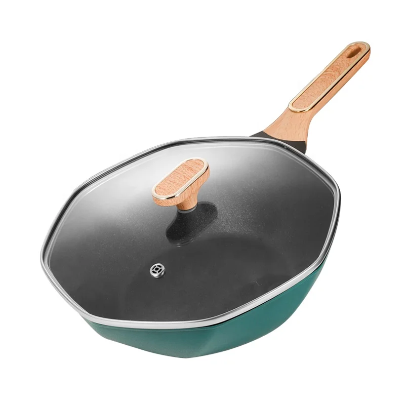 new model Factory direct selling medical stone aluminum alloy 32 cm non-stick pan with induction bottom