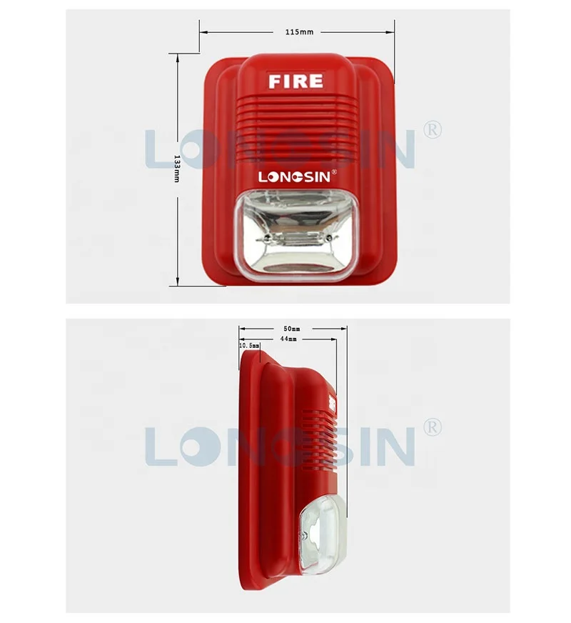 LS-104 China Factory price 12V 24V sound and LED light strobe light siren 100DB loud siren light three tones adjustable