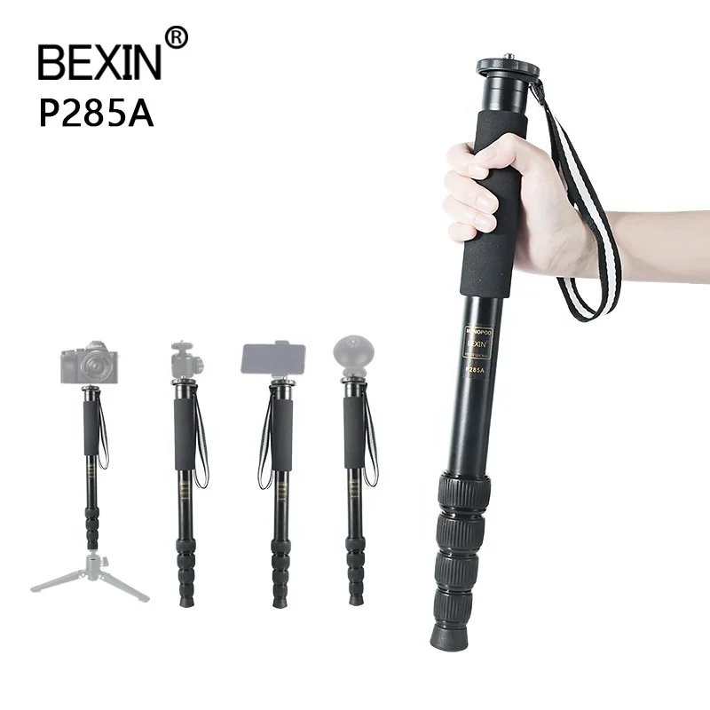 
BEXIN P285A Professional Aluminum Handheld Camera Monopod Tripod for DSLR Camera Head Phone Clip Compass 