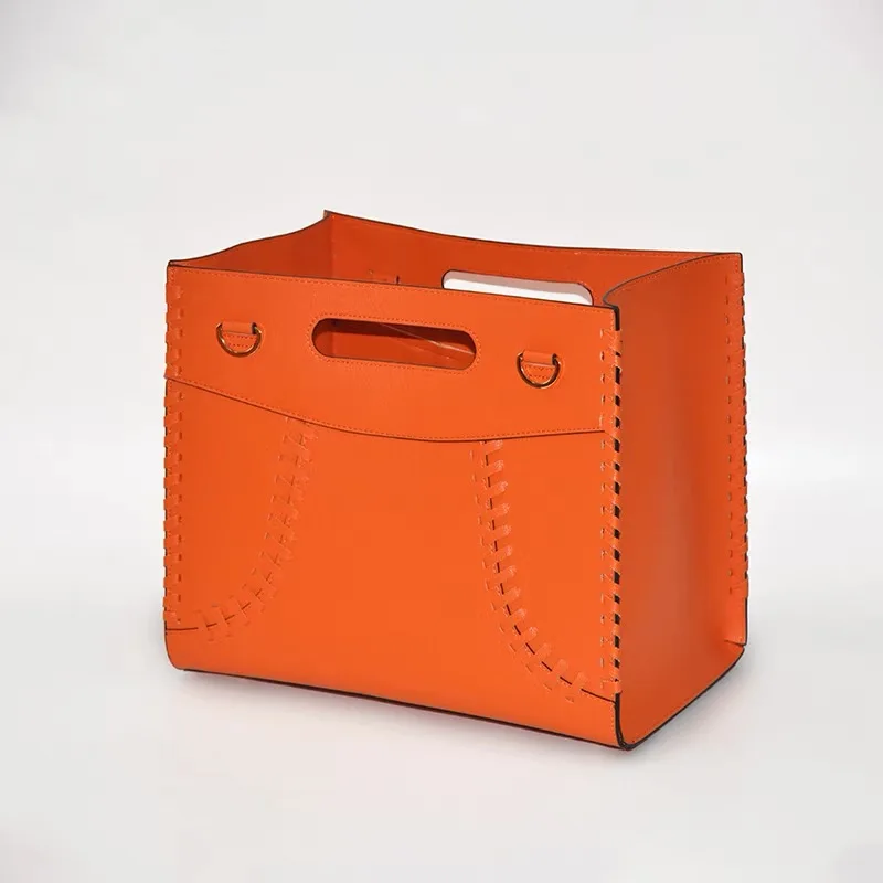 Fashion Handmade stitching Pu Leather Gifts Hamper Basket Christmas Gift Basket For Flower Magazine