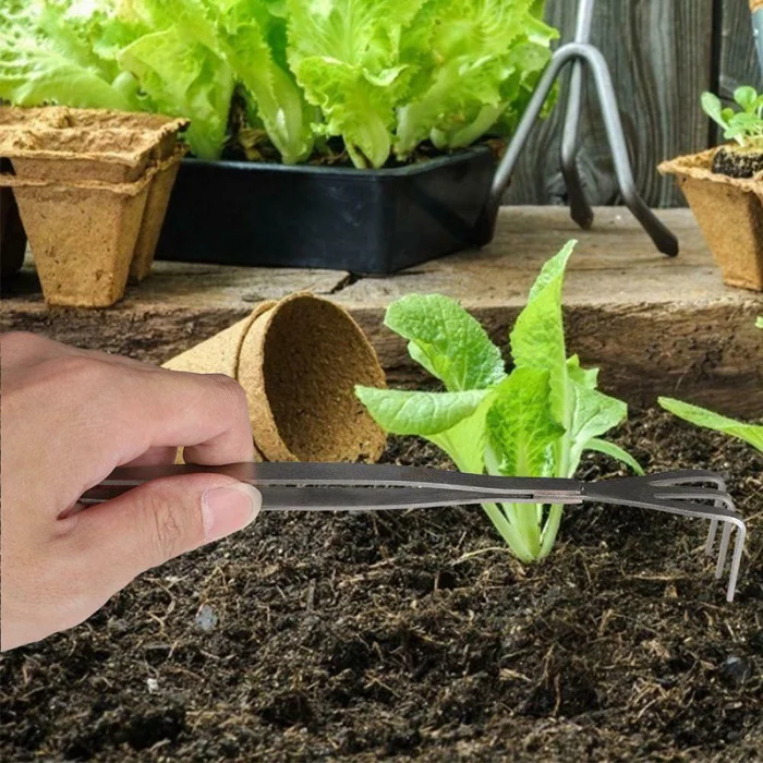 2 in 1 Stainless Steel Bonsai Gardening Tools Root Rake Spatula Tweezers Garden