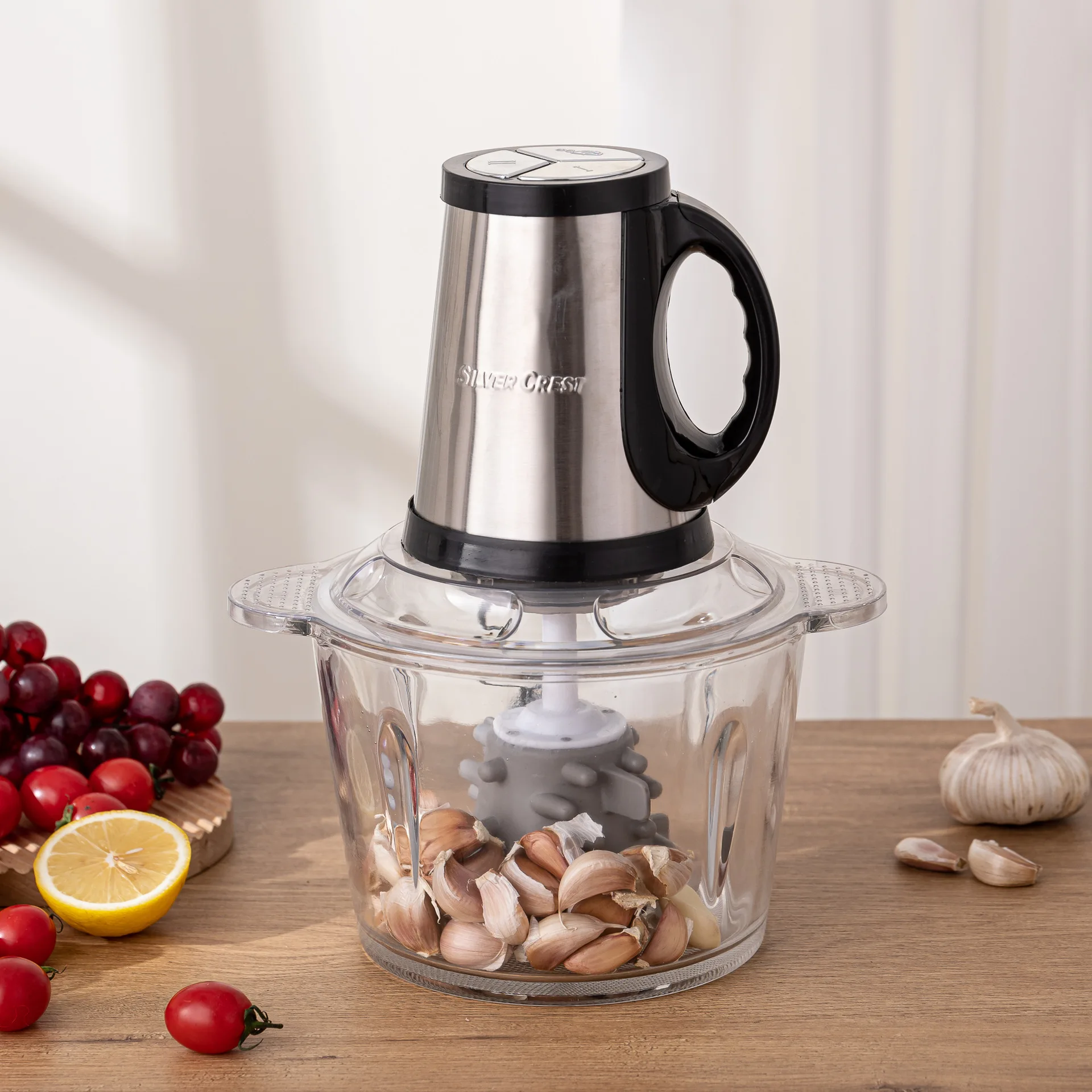 NEW Design Silver Crest 1000W 6 in 1 Kitchen Food Grinders Stainless Steel Meat Chopper Automatic 3.5L Electric Meat Grinder