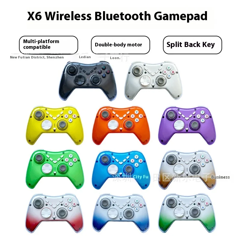 Беспроводная игровая ручка для многоплатформенного Bluetooth-контроллера X6 с макро вибрацией и переключателем PS4 Xbox Steam Android iOS