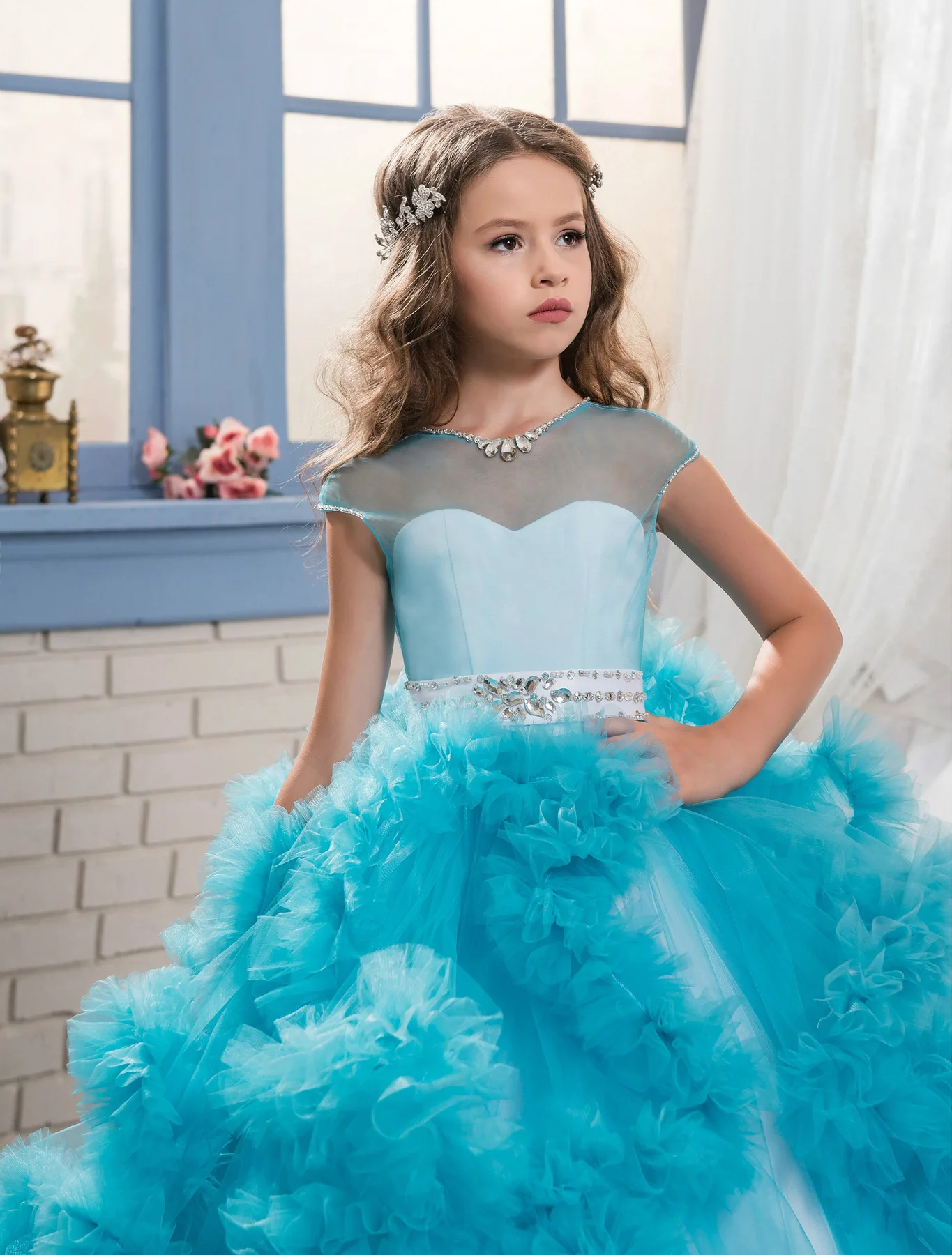 Детское платье принцессы AH7006D длинное летнее для девочек Pengpeng новый