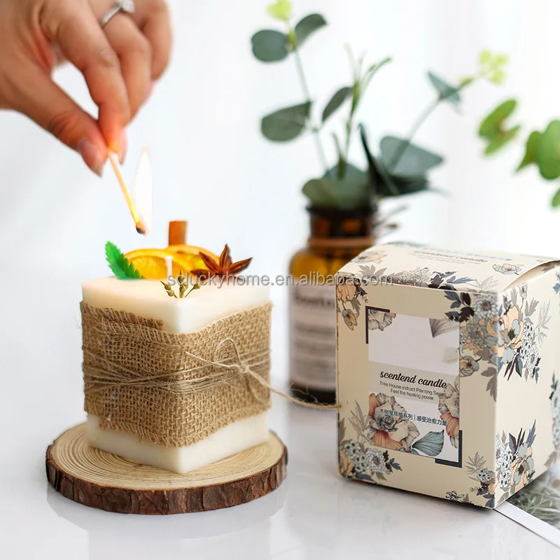 Candle Factory Wholesale Vegetable Wax Handmade Twine Scented Candle Smokeless Fragrance Home Living Room Ornaments Christmas