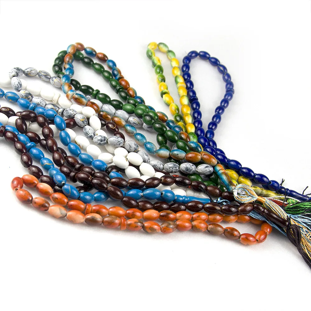 Mecrt дешевые подарки мусульманские 33 Розария овальная краска исламское пение Tasbih пластиковые Misbaha Arab Ramadan ювелирные изделия оптом