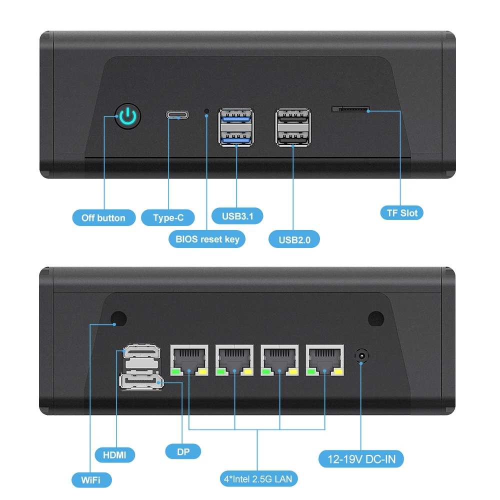 Мини-ПК Topton 2 5G NAS серверный брандмауэр новый программный маршрутизатор R7 5825U 5800U R5 5600U 4x i226-V 3 * NVMe SATA 3x4K UHD