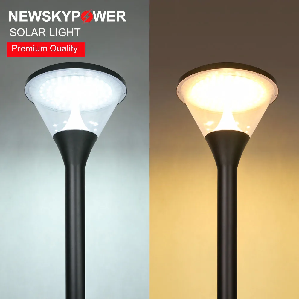 Landscape Outdoor Lawn lamp waterproof IP65 driveway Yard lighting round pole street post top Light Led Solar Garden Light