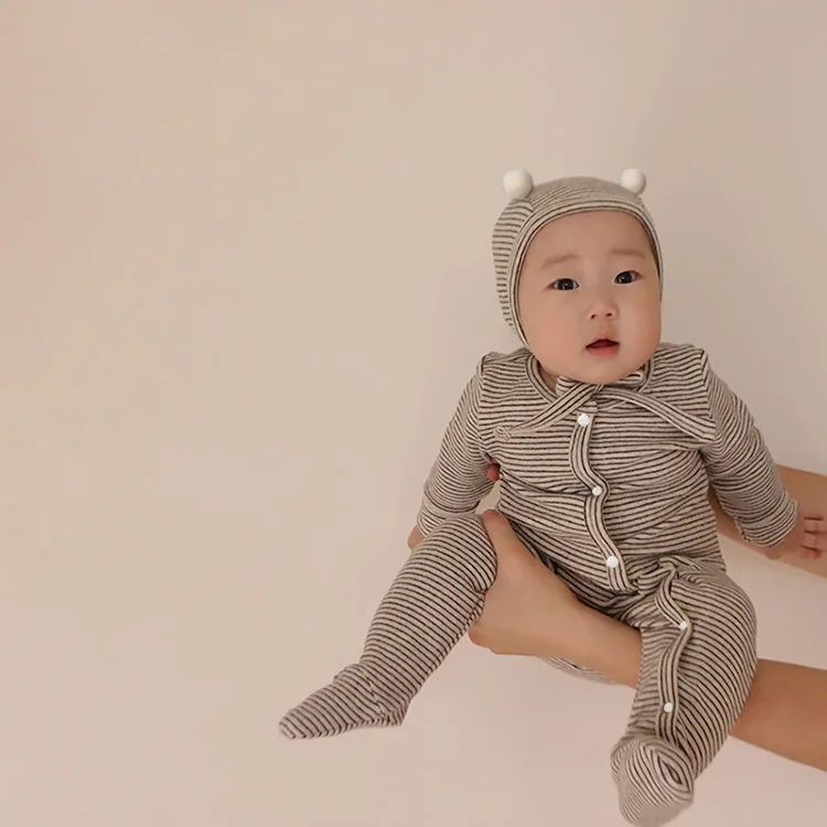 Autumn New Long-Sleeved Stretch Pit Strip Baby Crawling Suit Newborn Wrap Baby Onesie Suit