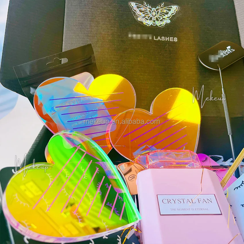 Custom Logo Acrylic Lash Tile With Cover Wholesale Acrylic Eyelash Extensions Lash Tile Lid Palette Box Pink Black Lash Tiles