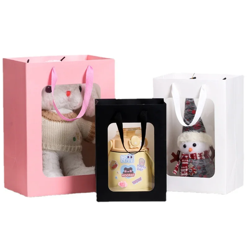 Hot Sell Portable Rope Handle Transparent Clear Pvc Window Shopping Gift Bouquet Flower Paper Bags