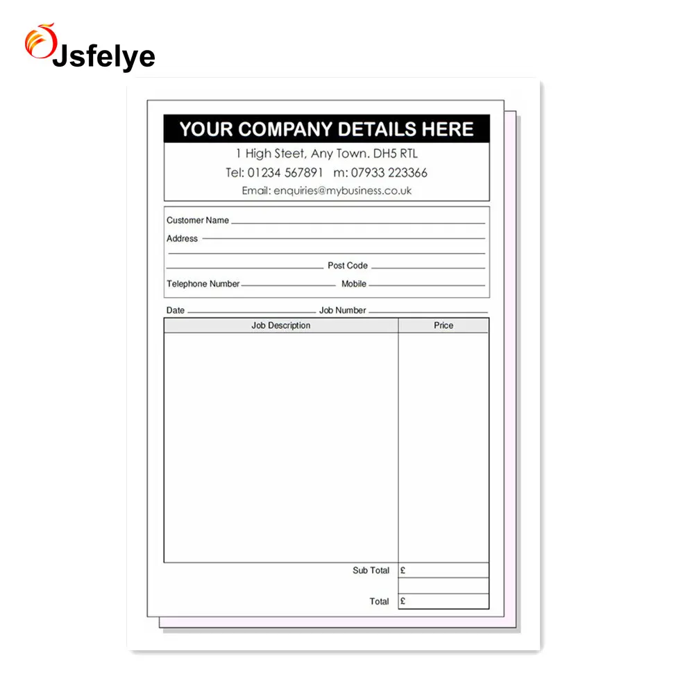 Ruled and Perforated  Duplicate Customized Invoice printing Memo Book