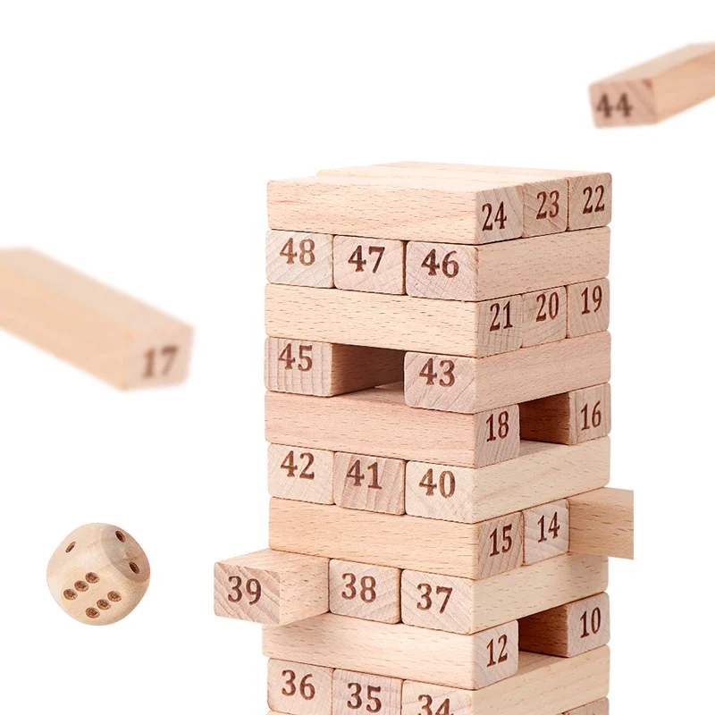 Wood Size Block Game Stacking Blocks Tumbling Tower Domino Game Children Building Blocks Set Educational Toy