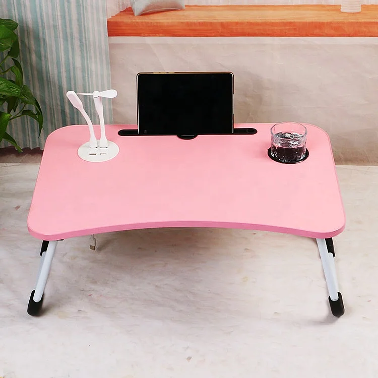 Factory Wholesale Bamboo Wood Laptop Table Bedroom Portable Laptop Desk With Slide Drawer