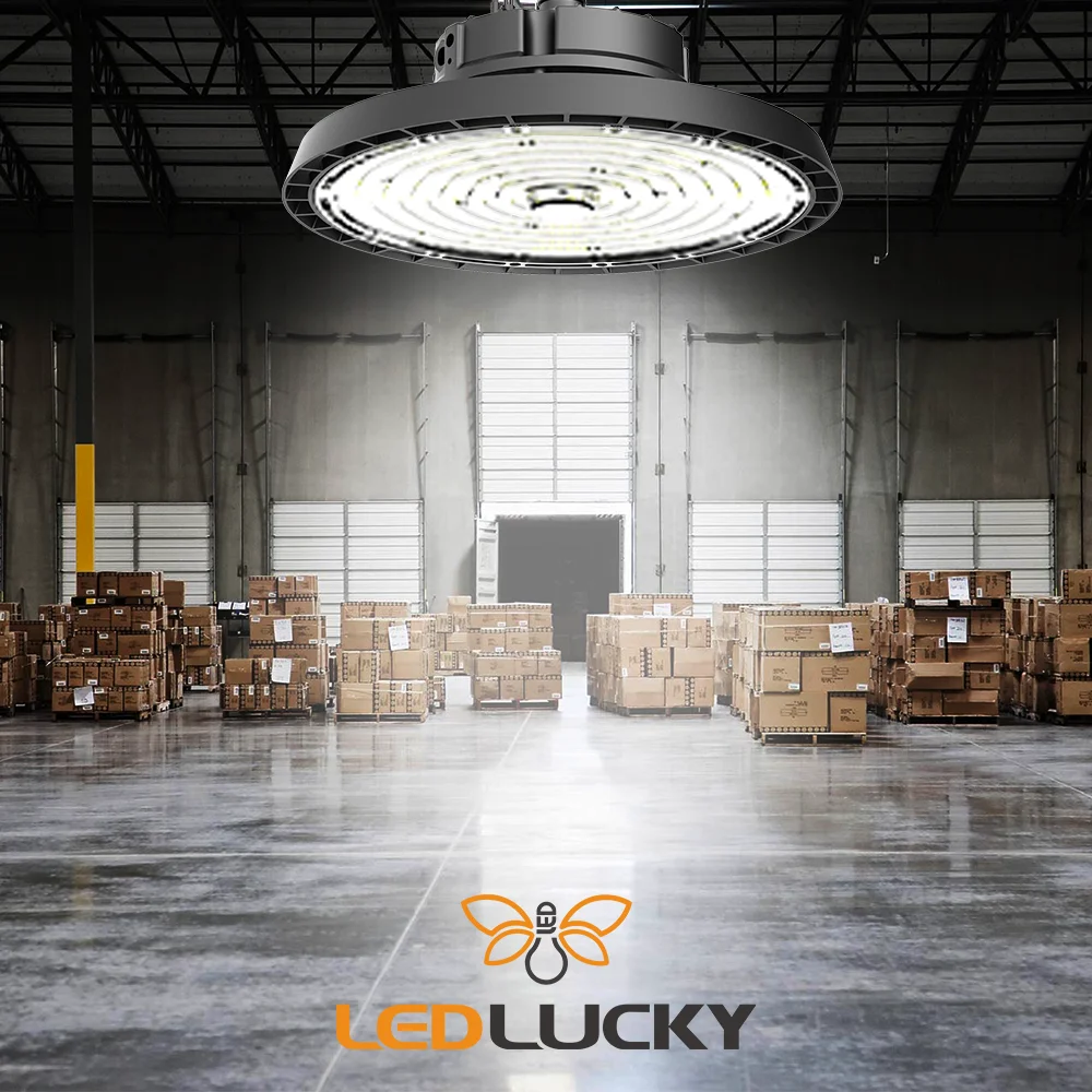 Garage Warehouse 100W 150W 200W Highbay Lighting Fixture Lamp IP65 Industrial Waterproof UFO Led High Bay Lights