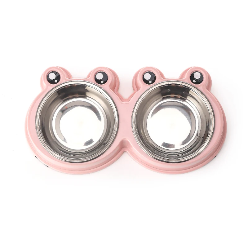 Factory Direct Sale Wholesale Frog Shaped Double Stainless Steel Dog Bowl Pet Stainless Steel Bowl