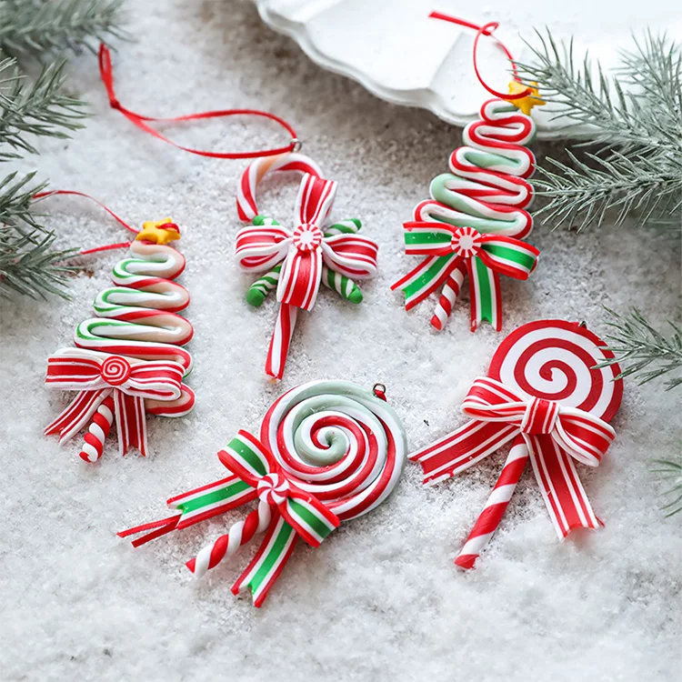 Christmas Decoration Supplies Creative Candy Pendant Simulation Lollipop Fruit Pendant Soft Clay Lollipop Candy Decoration
