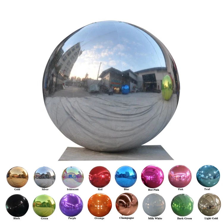 Hot Selling Giant PVC Silver Inflatable Mirror Ball Shiny PVC Sphere Balloon Chrome Ball Decoration