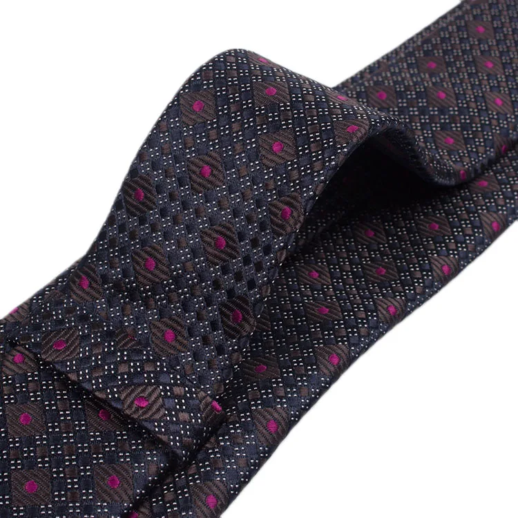 Accessories Microfiber Classic Red Mini Floral Pattern Black Thin Jacquard Polyester Mens Ties