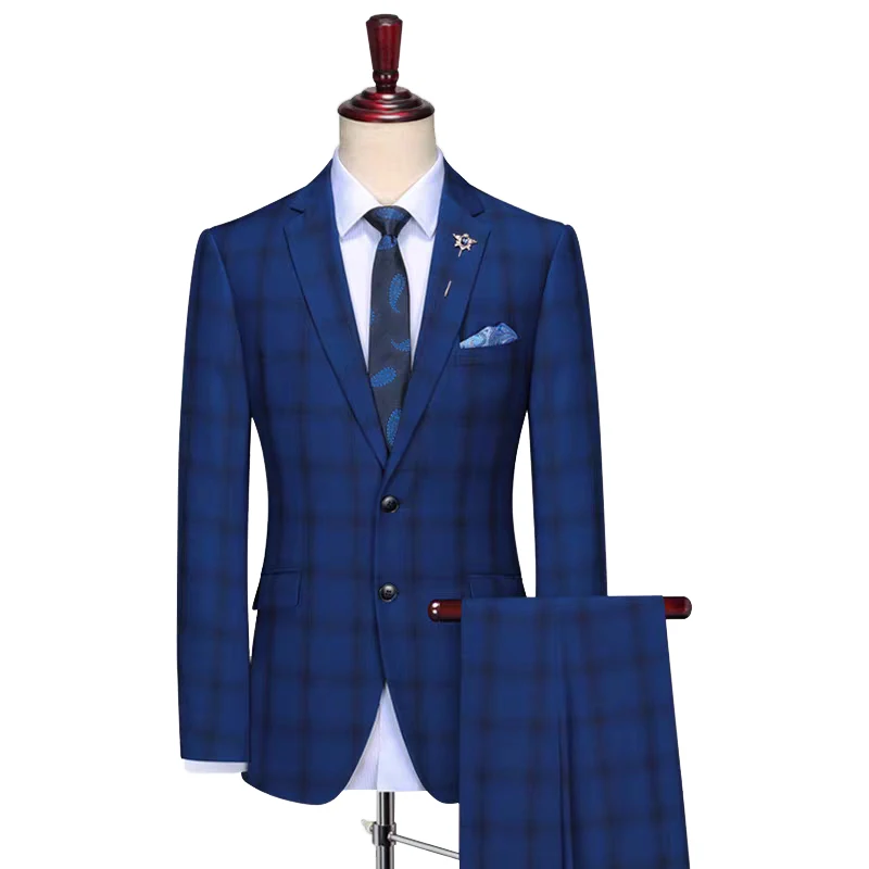 Men 3 pieces elegant 100% wool modern business formal dress suit