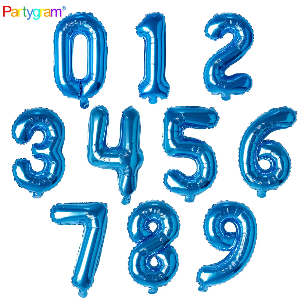 Small Blue 16 /32/40/50/70inch Ballons Number Mylar Foil Party Globos Decoration Number Balloons 16 inch