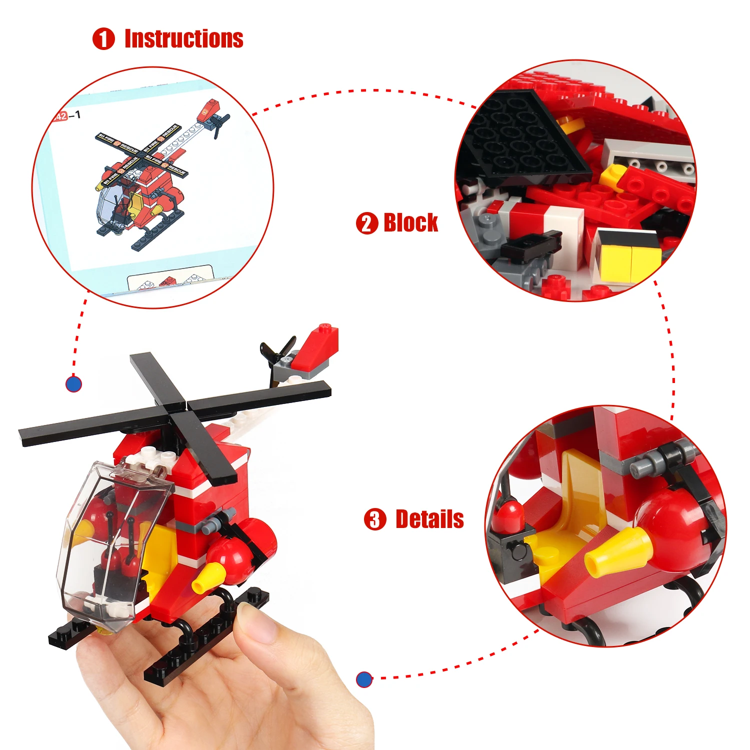 Exercise N Play Creative DIY Construction Building Blocks Fire Station City Coastline Emergency Rescue Team With Toy Bucket