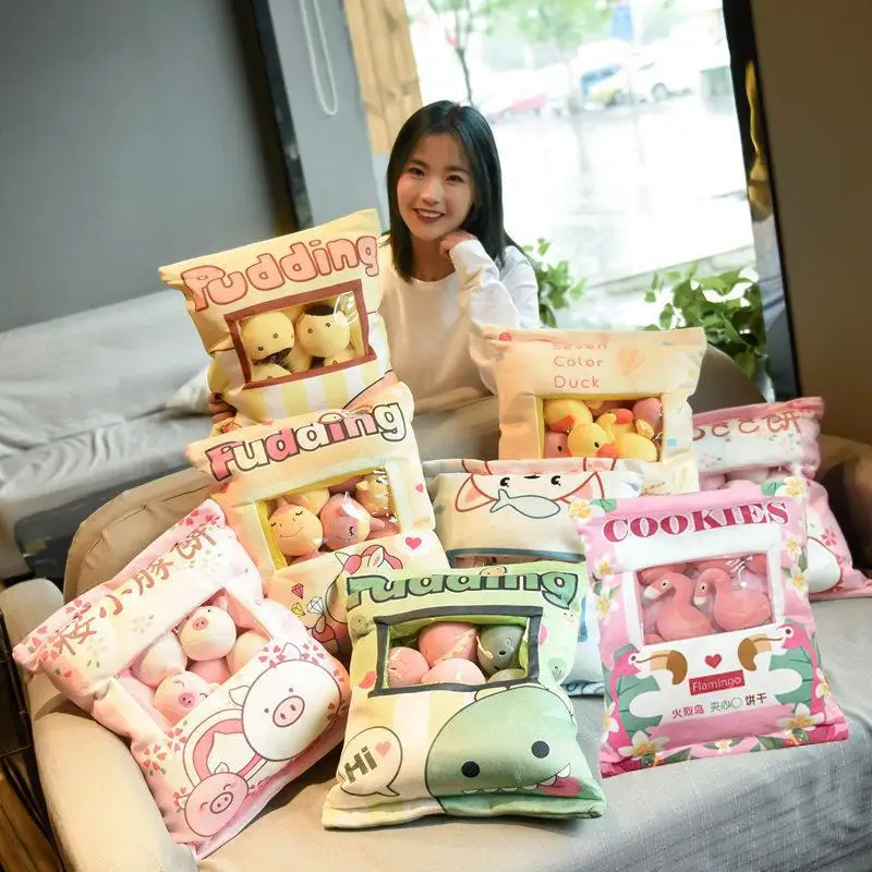 Cute Kawaii Creative Super Soft Pudding Plush Toy Snack Bag Doll a of Small Rabbit Food Pillow