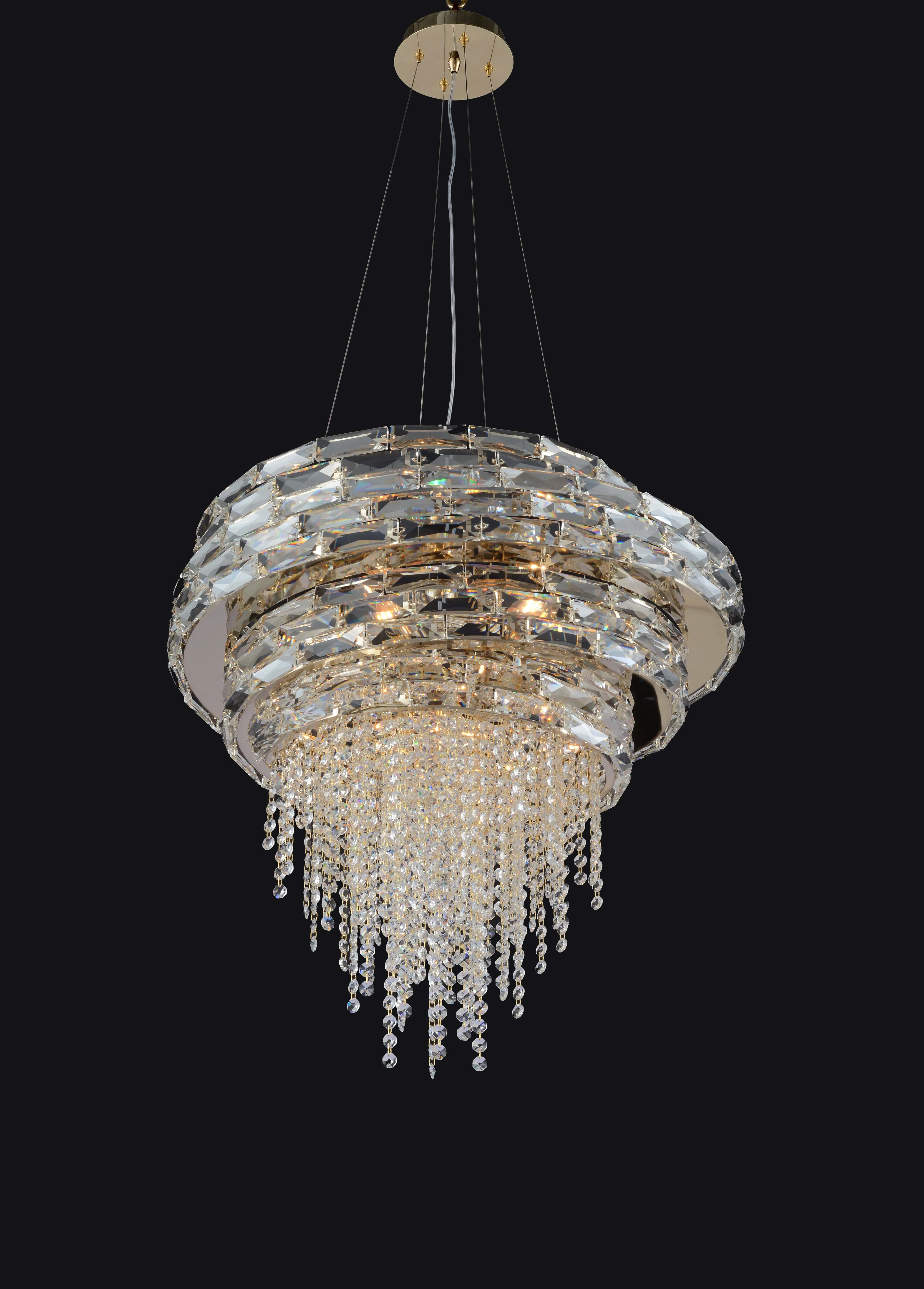 Custom luxury K9 crystal ring chandeliers Crystal beads Pendant Light for lobby hotel decoration