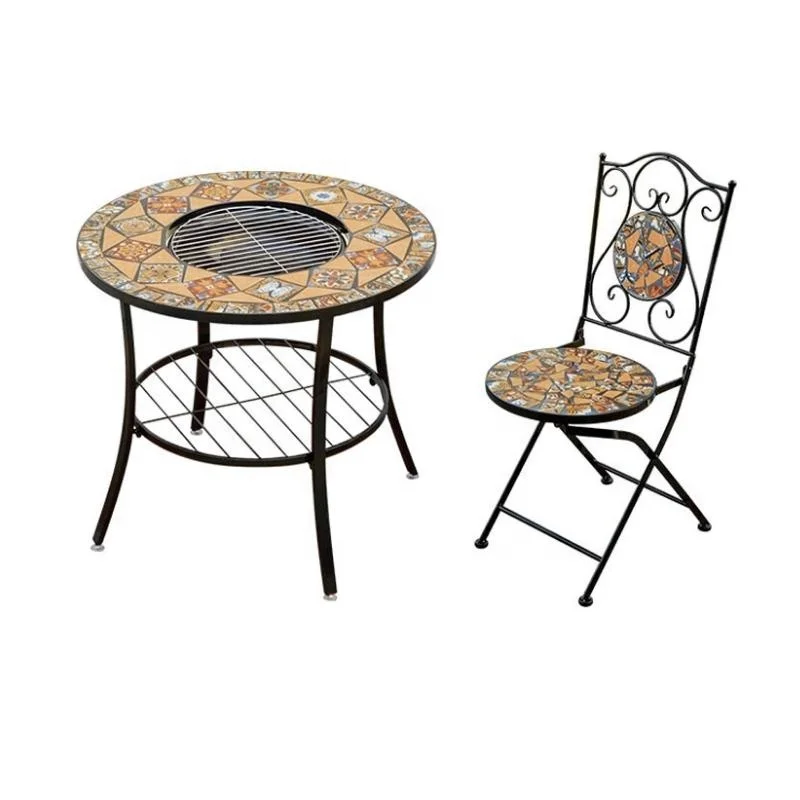 Outdoor Barbecue Table and Chair Casual Mosaic Outdoor Table and Chair Household Carbon Iron Metal 7-10 Days Combination Outdoor