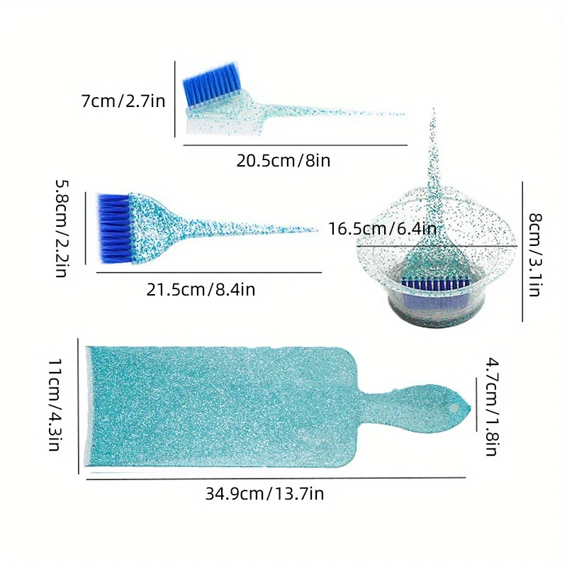 4pcs/Set Highlighting Board And Brush Kit Glitter Hair Dyeing Tools For Barber DIY Home Use Oil Treatment Hair Coloring Tool