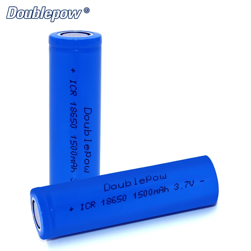 Doublepow 3.7V 1500mAh Flat Top Li-ion Battery ICR18650 Li-Ion Rechargeable 3.7V 18650 Battery Cell
