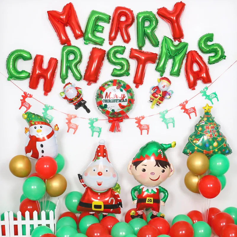 Merry Christmas Cartoon Balloons Decoration Set Foil Christmas Party Supplies Balloon