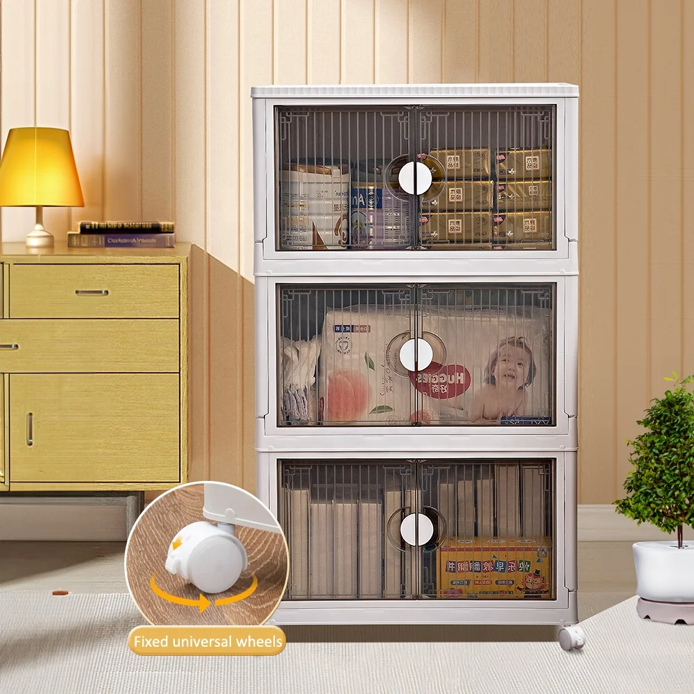 Stackable Storage Box Cabinet Plastic Storage Box Removable Folding For Clothing Storage Bins