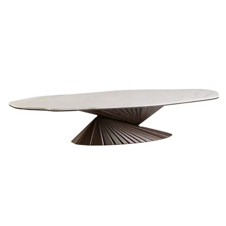 New style Artistic petrified wood table meeting room marble top wood dining table
