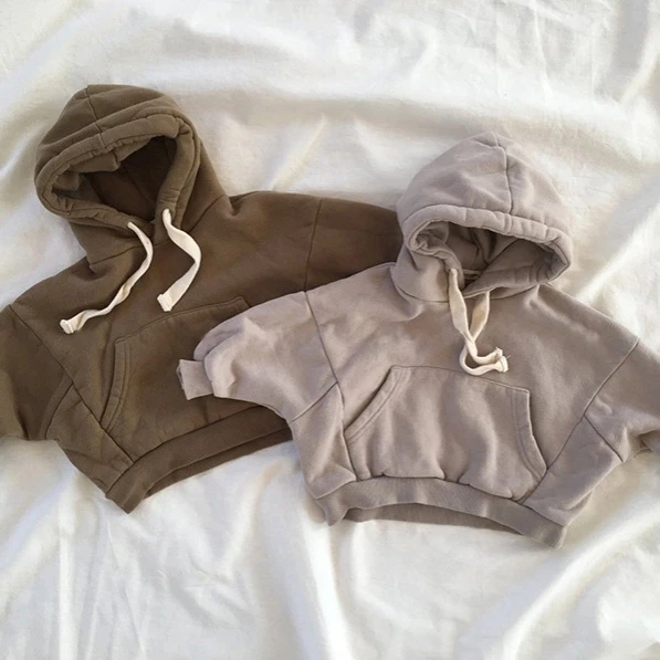 Детские зимние толстовки с капюшоном, простые флисовые толстовки для маленьких девочек