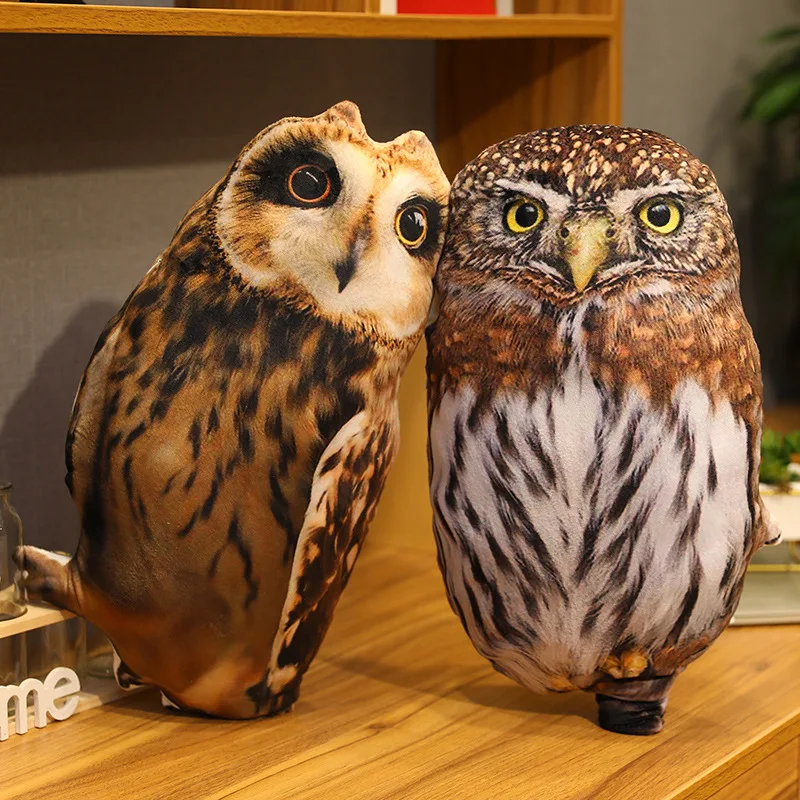 promotional customized soft stuffed 3-colour plush owls pillow wild animal toy with big eyes
