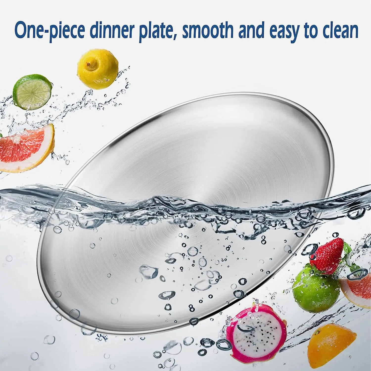 10inch 26cm Camping Picnic Outdoor Stainless Steel Camping Plates Meat Salad Plates Steak Serving Dishes