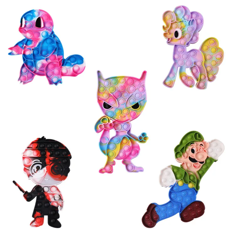 2022 Hot Sale Fidget Popping Push Bubble Relief Anxiety Stress Silicone Cartoon Characters Shape Toy