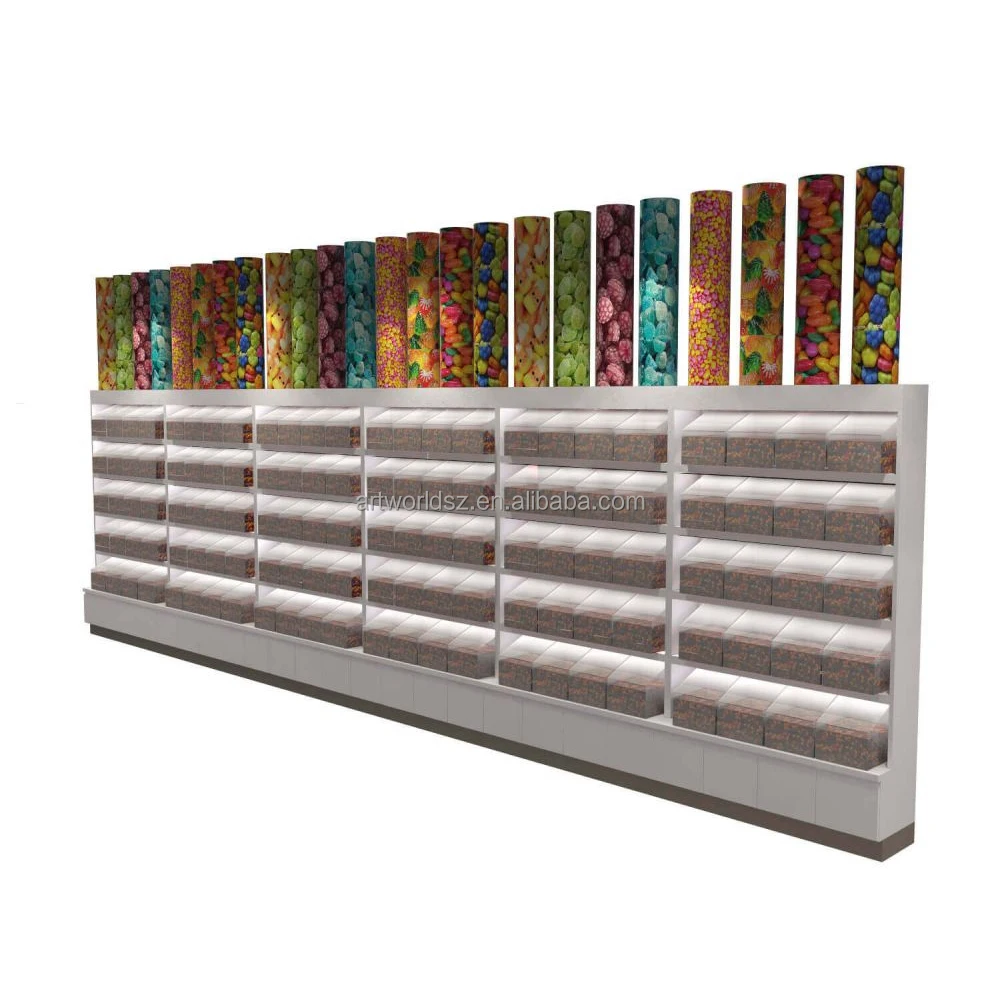 Artworld Displays Food Cabinet Candy Store Snack Display Racks Combination Candy Stand Indoor Candy Display Shelf Rack