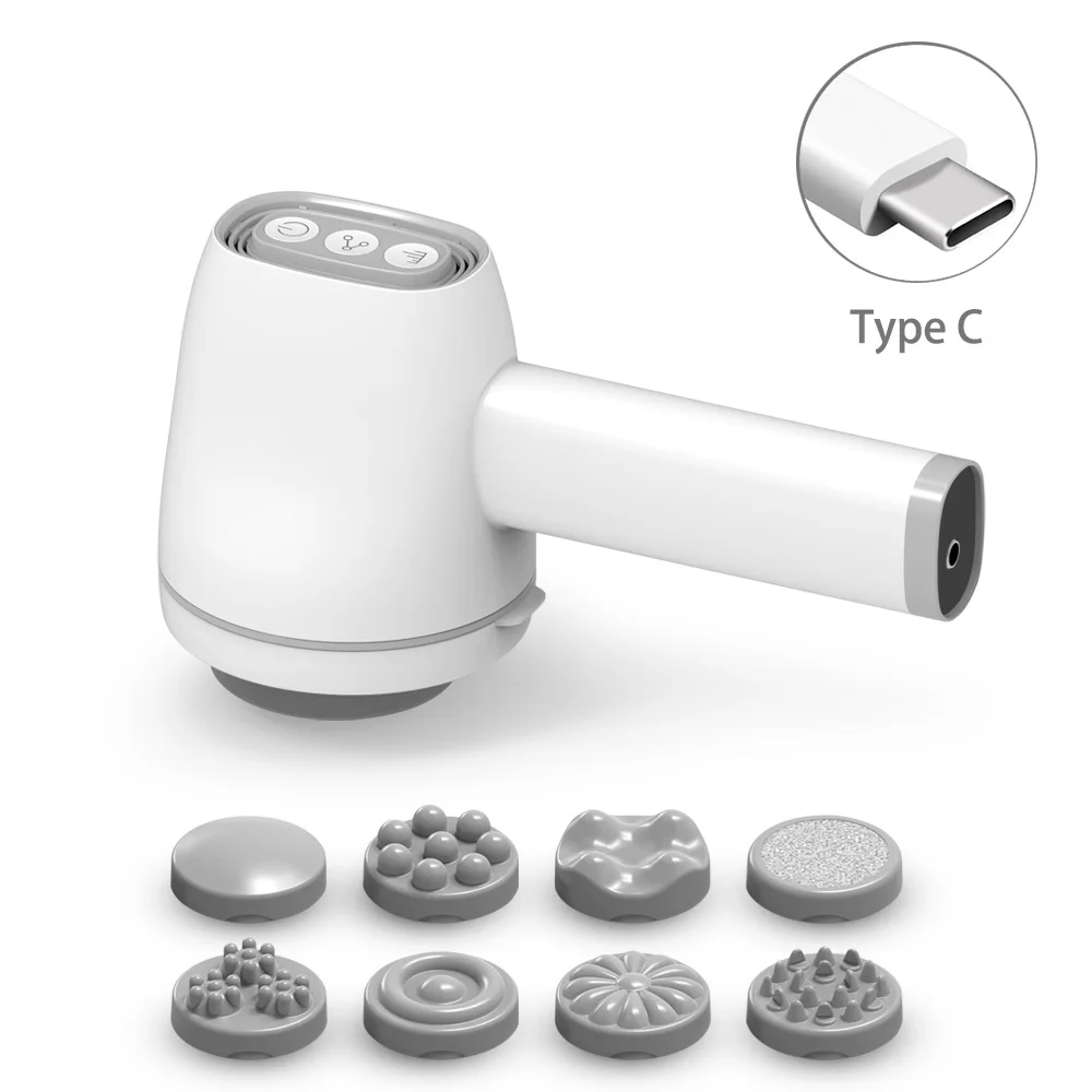 Ekang PL-668 2023 Новый Type-C зарядный Электрический Вибрационный целлюлитный плоский вибрирующий массажер для тела с 8 головками