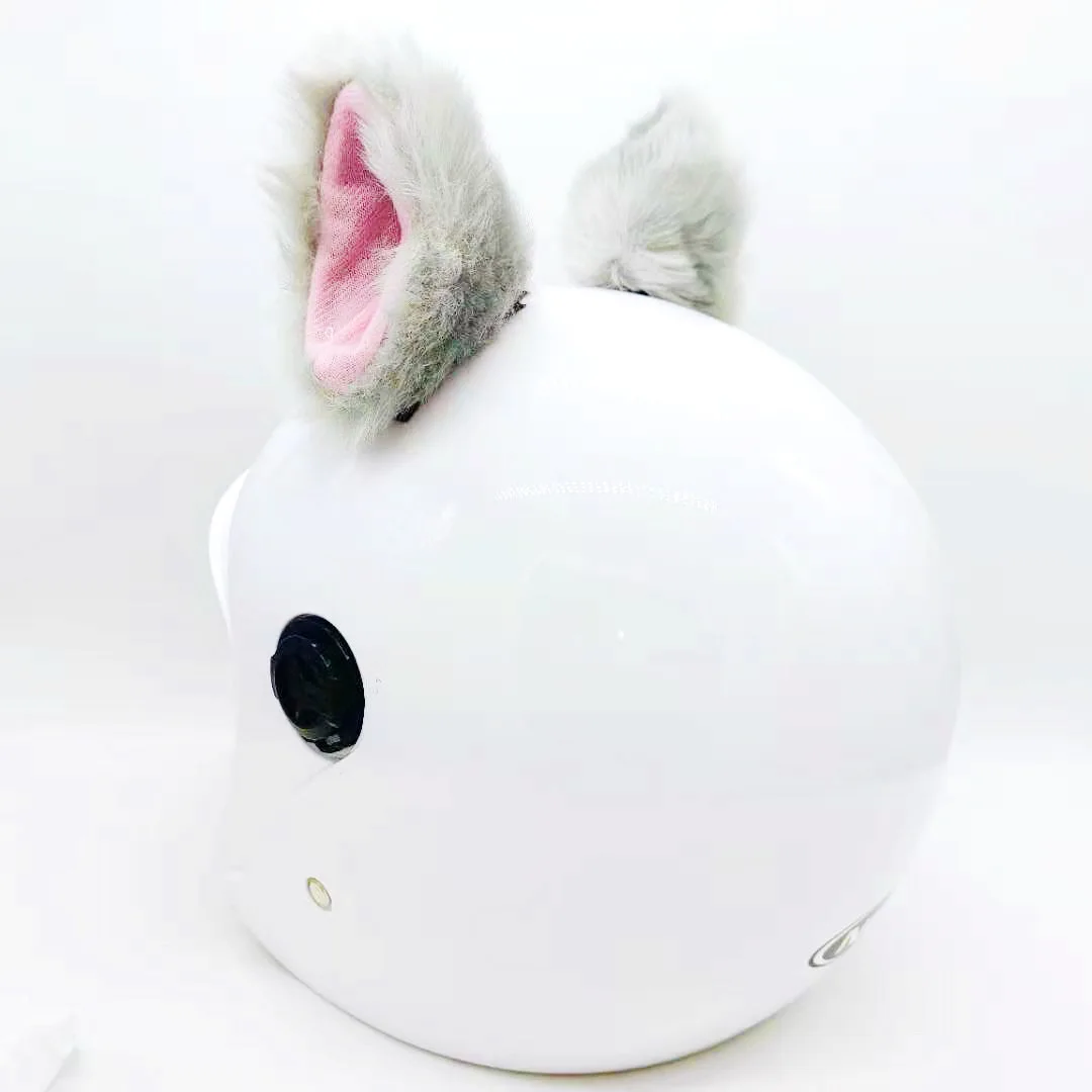 New Motorcycle  Shield Customized Motorbike Helmet Headwear Decoration Cat Ears in Grey
