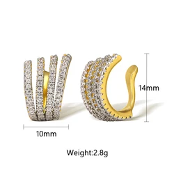 New Fashion Charm Copper CZ Multi-layer Ear Cuff Clip Earrings Female Trendy Zircon Stackable Ear cuffs No Pierced Jewelry