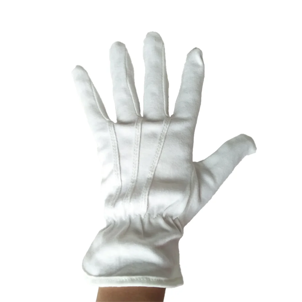 Daily Comfortable Abrasion Resistant Safety Hand Moisturizing White Stitching Cotton Gloves With Elastic Line