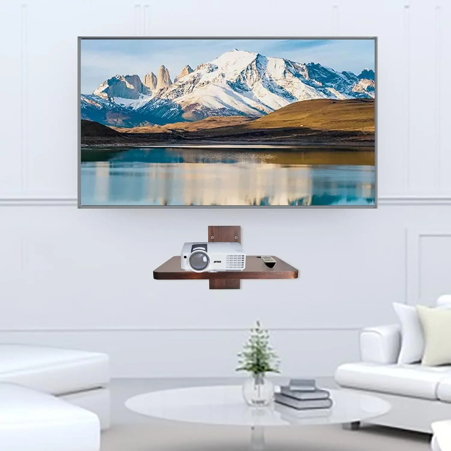 Floating Projector Wooden Wall Mount TV DVD Shelf Wooden Floating Entertainment Center Supports 20lbs Wooden Floating Shelf