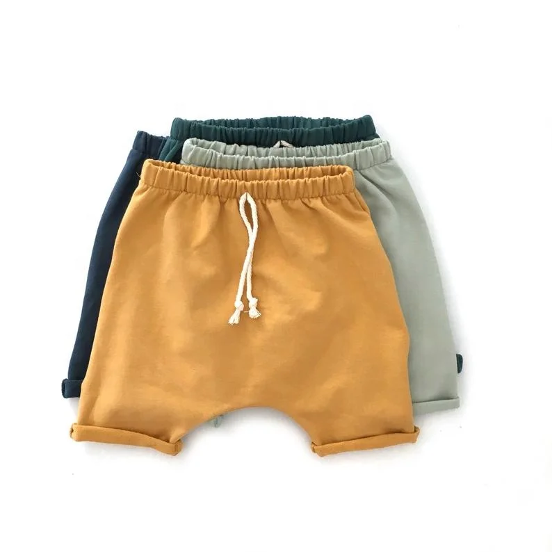 baby kid rolled up leg breeches terry cotton shorts toddler boys roomy harem shorts